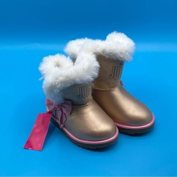 Juicy Couture Rose Gold Snow Boots Size 9C - Picture 1 of 4